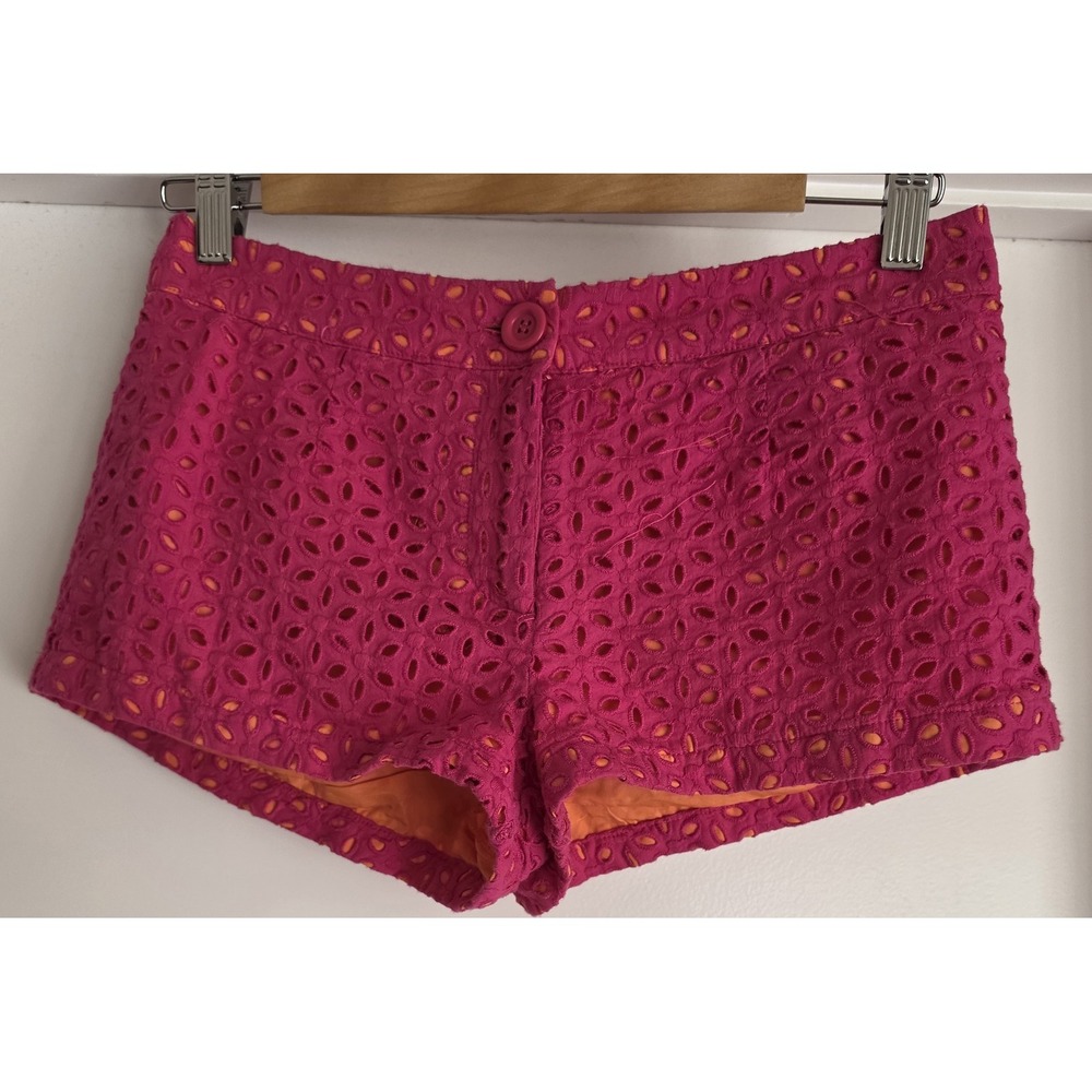Forever 21 Eyelet Shorts Women S Pink Orange 28in Waist Hot Pants Bermuda